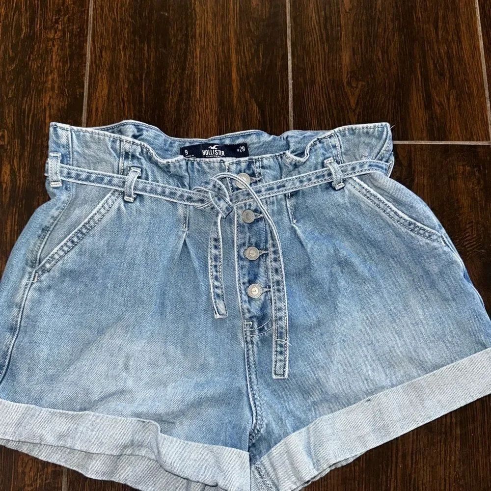 Abercrombie and Fitch/ Hollister Blue Jean Shorts with Paper-Bag Waist